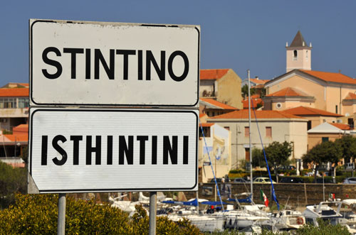 Stintino, Sardinian town sign